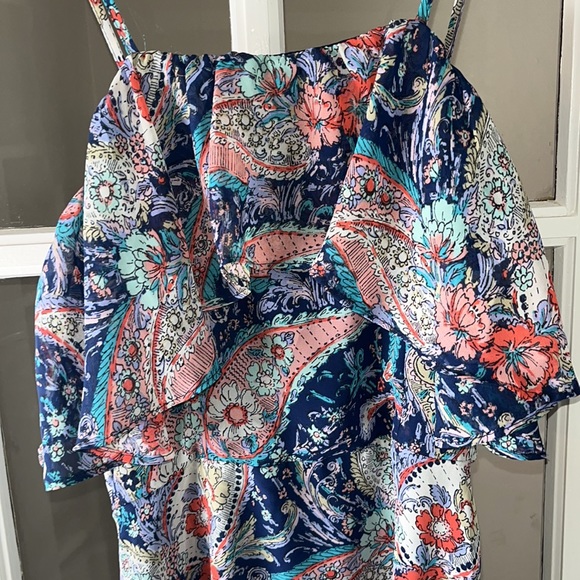 DESIGN LAB Lord & Taylor Navy Printed High Low dress NWT - Picture 4 of 4